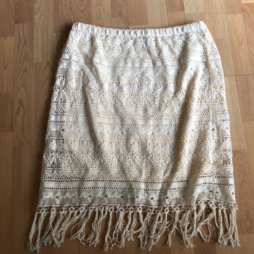 Chico's crocheted skirt with fringe
